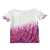 Niuer дамски тениска флорална щампа летни върхове v тениска на шията модна пуловер с къс ръкав розов 2xl