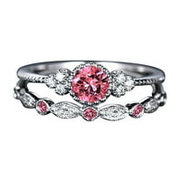 Дамски моден диамантен пръстен Двойка Комплект размер 5-10