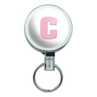 Писмо C Първоначално бебе момиче блок шрифт розов душ прибиращ се колан за колан значка държач за ключ