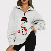 Symoid Sweatshirt & Hoodie - модна ежедневна ревера шия с дълъг ръкав хлабав тениска блуза пуловер върхове сив m