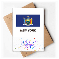 Държавният Флаг Очертава Ню Йорк Добре Дошли Обратно Поздравителни Картички Празни Пликове