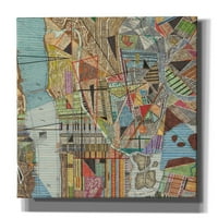 Епични графити „Модерна карта на Ню Йорк I“ от Ники Галапон, платно за стена, 40 x54