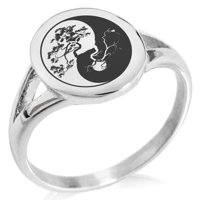 Бонсай дърво от неръждаема стомана yin yang минималистичен овален горен полиран изречение пръстен