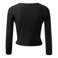 Pgeraug Cardigan за жени с дълъг ръкав отворен предния плетен пуловер с женски върхове черни 2xl