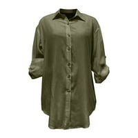 Cuekondy женски бутон надолу ризи ежедневни върхове плюс размер зима есен с дълъг ръкав кръгло деколте блуза блуза
