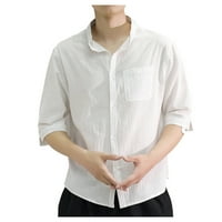 Мъжки бельо хлабави ризи нови стендъп яка тънки седем точки Къси ръкави ежедневни стилни ежедневни блузи сделки