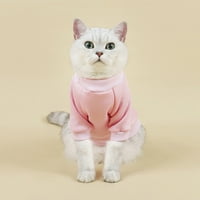 Shulemin pet пуловер кръгла шия в шията твърд цвят удебеляване котешка кученце плетка пуловер, розово червено
