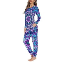 Pzuqiu размер 6xl възрастни пижами жени домашни дрехи спокойни топ и панталони дишащо спално облекло, етническа мандала издръжлива кожа приятелска pjs бельо естетическо закрито оволно облекло