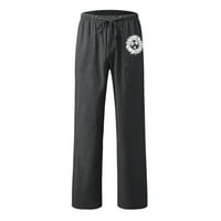 екзипвз работни панталони за мъже Мъжки Шнур Бельо ежедневни летни плажни свободни панталони тъмно сиво, 3ХЛ
