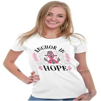 Котва за лента за рак на гърдата в надеждата женска тениска дами тий брискови марки 3x