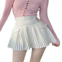 Женски плим с плисирана пола с плътно цвят мини цвят мини линия за суинг тенис училищна униформа пола подплата шорти