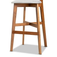 Бакстън студио Камерън модерен и съвременен преходен сив Плат тапициран и орехово Кафяв завършен дървен 2-парче бар стол комплект
