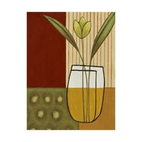 Марка изобразително изкуство 'жълто цвете върху градински чай и червено' платно изкуство от Пабло Естебан