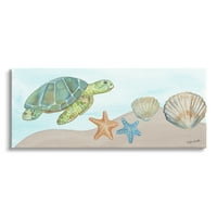 Ступел индустрии зелена костенурка плуване морски звезди морски живот живопис галерия увити платно печат стена изкуство, дизайн от Кейти Дусет