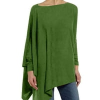Непрозрачни ризи за жени жени фабричен дизайн пролетен стил с дълъг ръкав неравномерно твърд цвят пуловер тениска