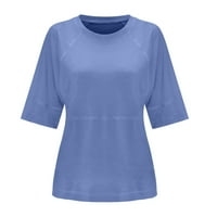 Pedort дамски върхове облечени ежедневни модни дамски тениски с къс ръкав летни върхове свободни ежедневни тениски сини, 2xl