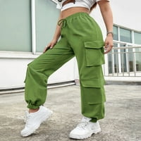 Хай Стрийт Хип-хоп Дамски Панталони модерни панталони мулти - джобно улично работно облекло панталони хлабав Прав крак шнур панталони