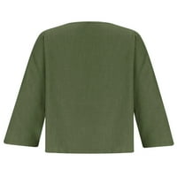 Lumento дами върхове v Neck Tee Tee с дълъг ръкав тениска удобна тениска солиден цвят пуловер зелен xl