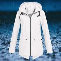 NJSHNMN Лека дъждовна яке за жени Леко дъждовно палто качулка плюс върхове с размер, XXL, бяло