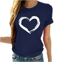 Летни ризи с къс ръкав за жени ежедневни плюс размер тениски модерни сърдечни графични тениски Сладки върхове на екипаж