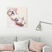 Уинууд студио Животни Пано Принт 'Спящата французойка' кучета и кученца - Бяло, Розово