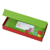 Коледна подаръчна карта и хартиена кутия за пари, зелено коледно дърво