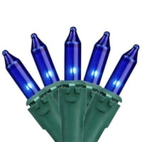 Комплект от сини търговски клас мини коледни светлини 5.5 Разстояние-зелена жица