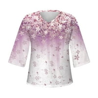 Mlqidk дамски плюс размер летни върхове летни дамски летни върхове v шия наполовина ръкави ризи ежедневни шифонни блузи, розови m