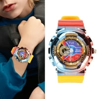 Кварцов часовник, моден лек градиент водоустойчив спортен часовник за момичета за ежедневен живот червено горно жълто дъно