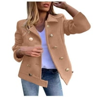 Loopsun зимни палта за жени отслабване с двойни гърди дълги ръкави свободни сулд якички от яка с къси върхове блуза палта