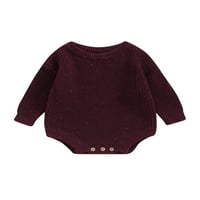 Kelajuan Baby Girls Knit Romper, дълъг ръкав екипаж на врата цветни точки боди за есента зима