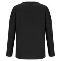 Ризи за дълъг ръкав на Scyoekwg за дамски класически флорален принт кръг Графични тийнейджъри Женски върхове Небрежни свободни годни блузи удобни леки пуловерни върхове a02-черен XL
