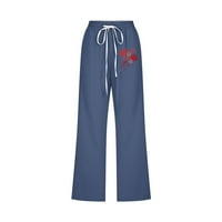 Leesechin се занимава с модни суитчъри за жени ежедневни флорални печат еластични панталони направо широки панталони за крака с джоб на хлабина