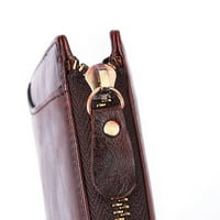 Винтидж кафе мъжки портфейл многофункционален кожен чанта ретро къса монета портмоне деликатен държач с цип