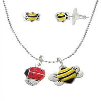 Red Ladybug Spinner - Колие за пчела и обеци