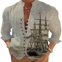 Niuer мъже върхове ветроходни печат на риза риза с якички