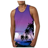 Homchy Men Hawaiian Style Beach Sports Tank Top Men Gym Print Vest, мъже модно облекло най-добър подарък за любовник