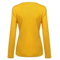 Дамски клирънс на Kakina S Plus Tops, женски шев на контраст цвят с дълги ръкави с дълги ръкави в жълто, xxl