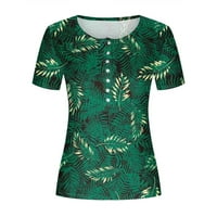 Тениски на voncos за жени свежи тенденции- жени ежедневни летни печат с къси ръкави кръгла шия разхлабена тениска блуза върхове армия зелено 6