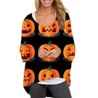 Хелоуин суичър жени тиква графична пуловер блуза есен с дълъг ръкав върхове
