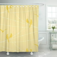 Жълти птици на тел завеса за душ