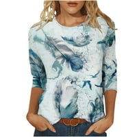 Женски модни разхлабени тениски ръкави флорални отпечатани блузи кръгли шия ежедневни върхове