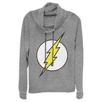 Junior's Justice League Flash Classic Logo Cowl Neck Sweatshirt Grey Heather Small