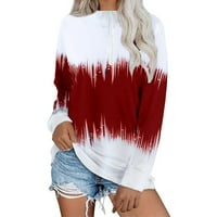 Дамски върхове половин висок шип цип с дълги ръкави суичъри есен зимен градиент цвят печат пуловер