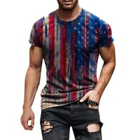 Wozhidaose Мъжки тениски Мъжки тениска за независимост Ден на независимост 3D цифров отпечатани ежедневни блузи туника върхове син XXL