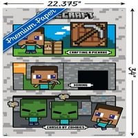 Minecraft - Chibi, преследван от Zombies Wall Poster с pushpins, 22.375 34