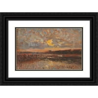 François -Auguste Ravier Black Ornate Wood Framed Double Matted Museum Art Print, озаглавено - Landscape Study