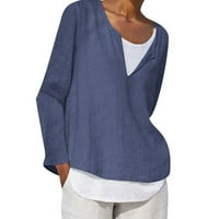 Usmixi клирънс разпродажба дамски върхове дамски ежедневни пуловер зима дишащо памучно бельо плюс размер свободни пуловер върхове падане модерни солидни вит-деколте с дълъг ръкав блузи ризи