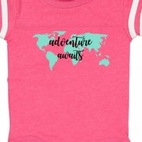 Inktastic Adventure очаква Teal World Map Gift Baby Boy или Baby Girl Bodysuit