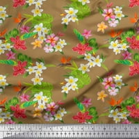 Soimoi памук Poplin Fabric Monstera Leaves & Plumeria Floral Decor Fabric Printed Yard Wide